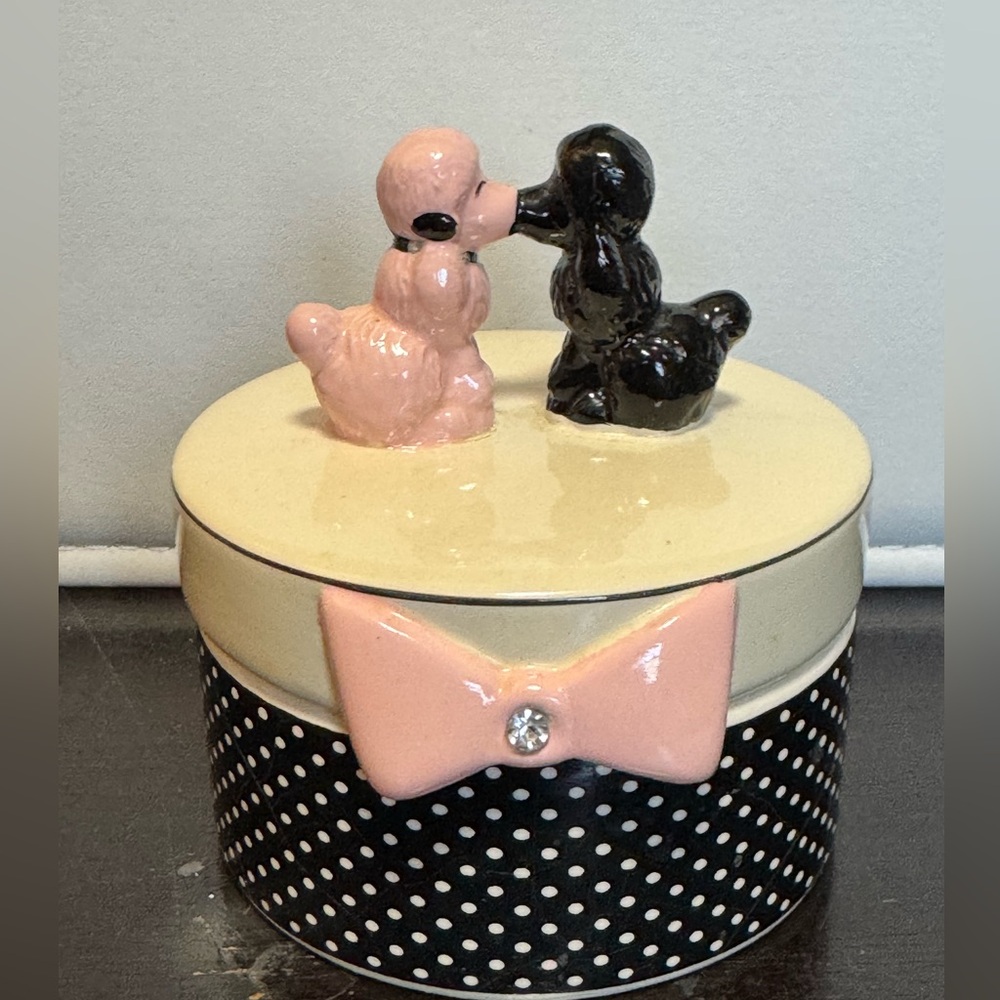 Kissing Poodles Porcelain Trinket Box